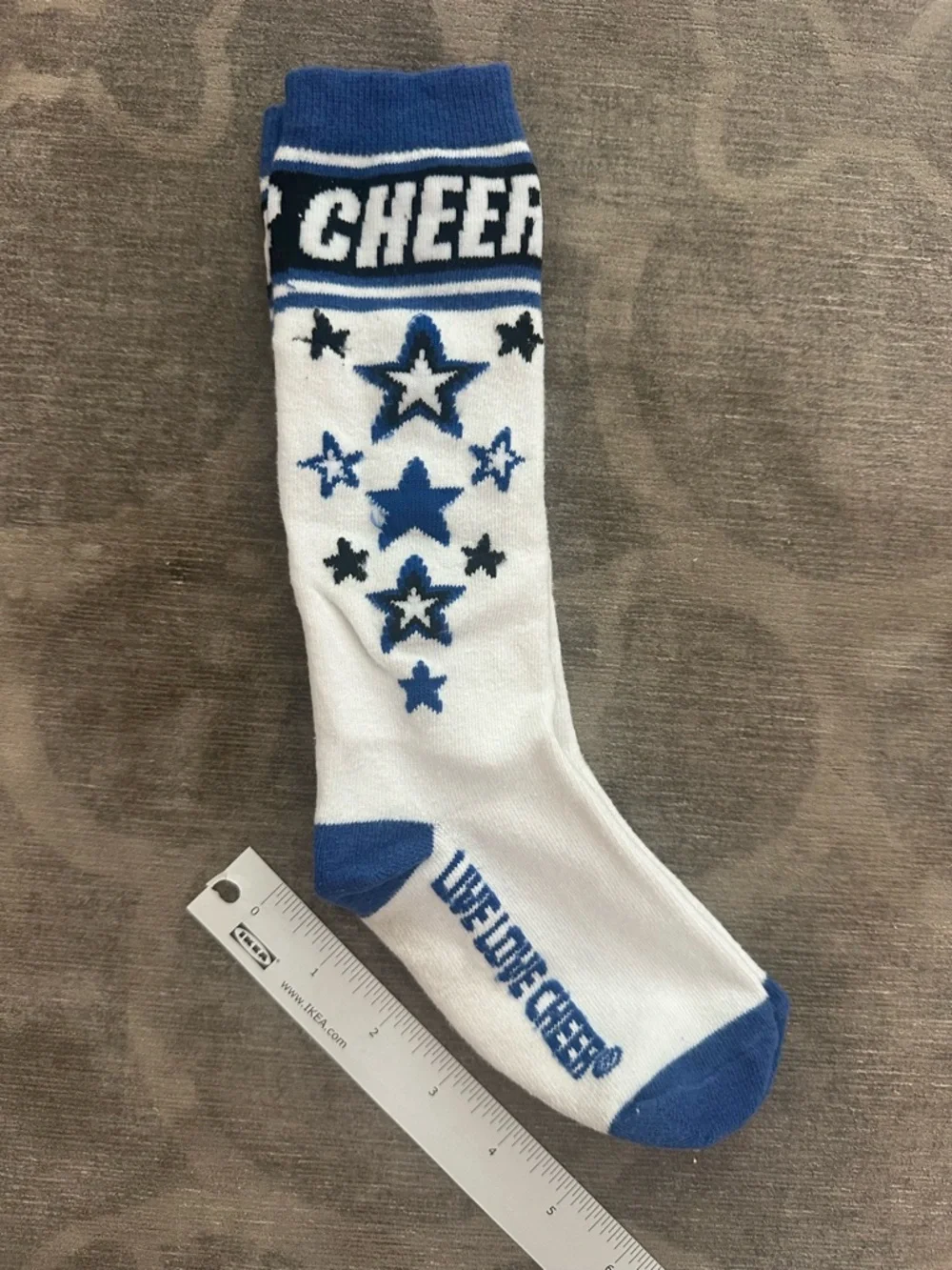 Girls CHEER calf-knee high socks royal blue & white